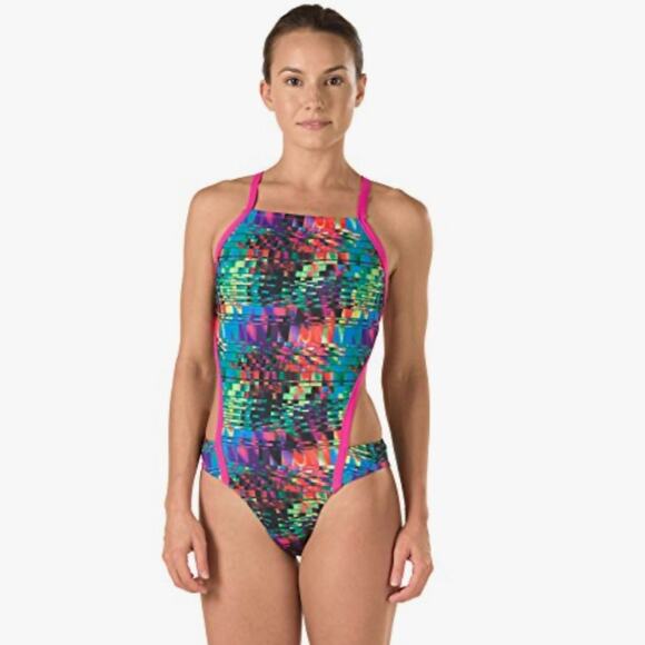 Speedo Women's Endurance Lite Turnz Vee 2 One Piece Bathing Suit, size 30 (S) - Picture 1 of 8
